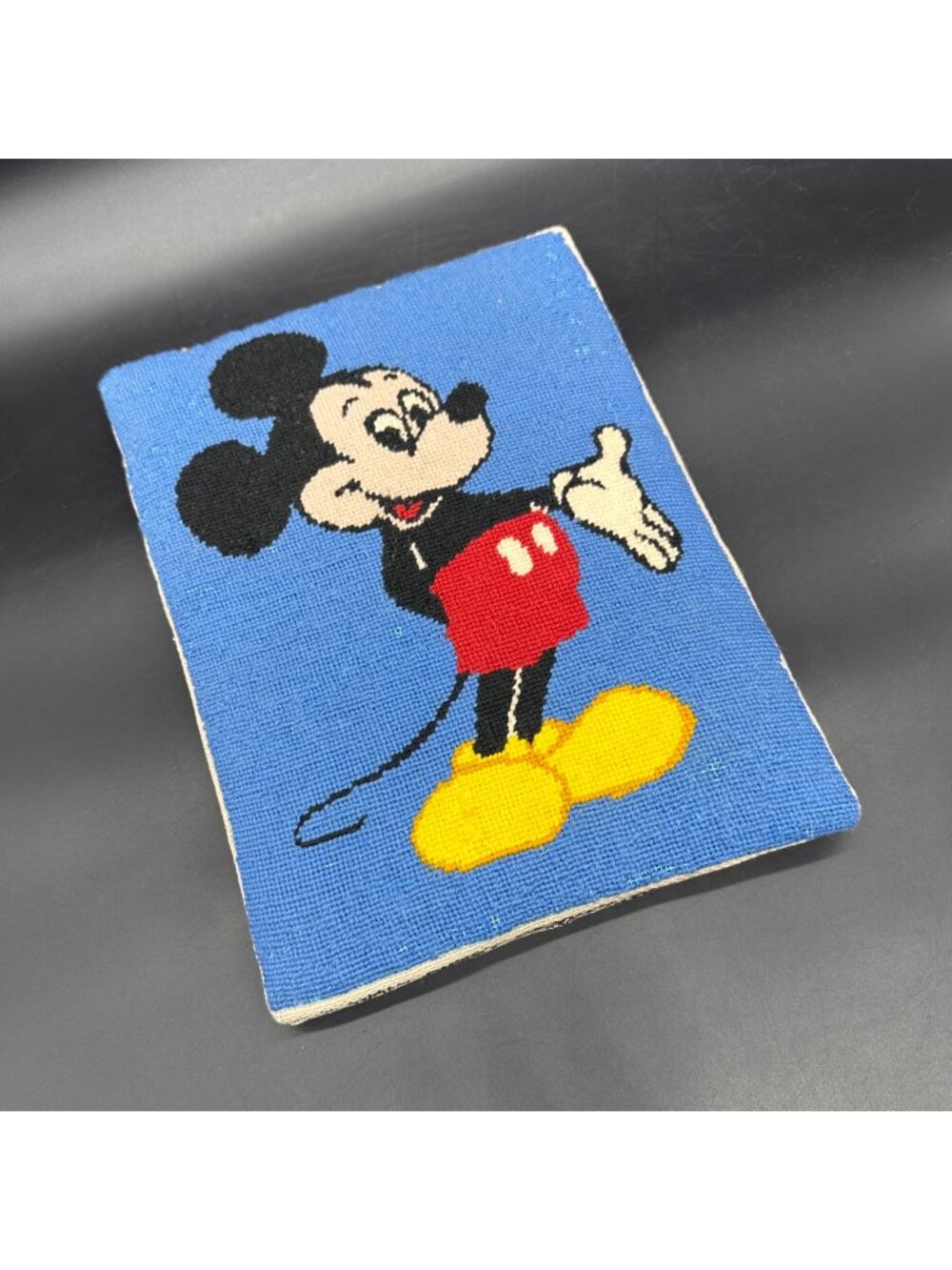 Vintage Mickey Mouse Needlepoint Wall Art Handmade Walt Disney Productions 70s